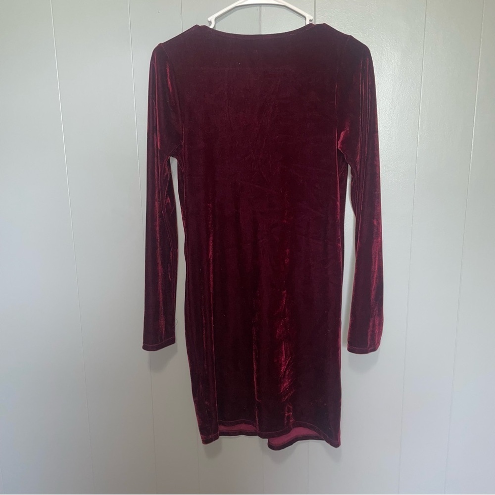 Nasty Gal Teenplo Burgundy Red Cities In Dust Velvet Lace Up Dress Small - Picture 5 of 5